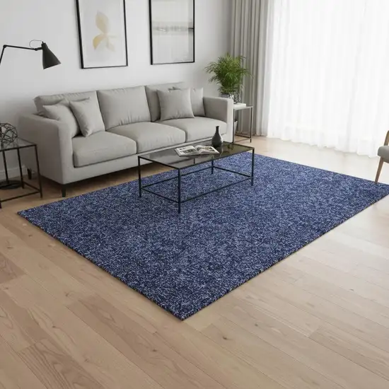 Navy Blue And Charcoal Floral Washable Area Rug With UV Protection Photo 1