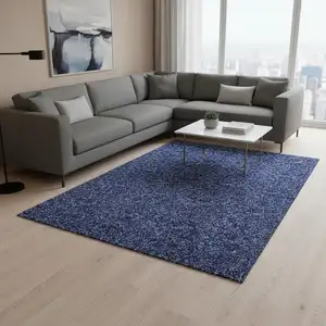 Photo of Navy Blue And Charcoal Floral Washable Area Rug With UV Protection