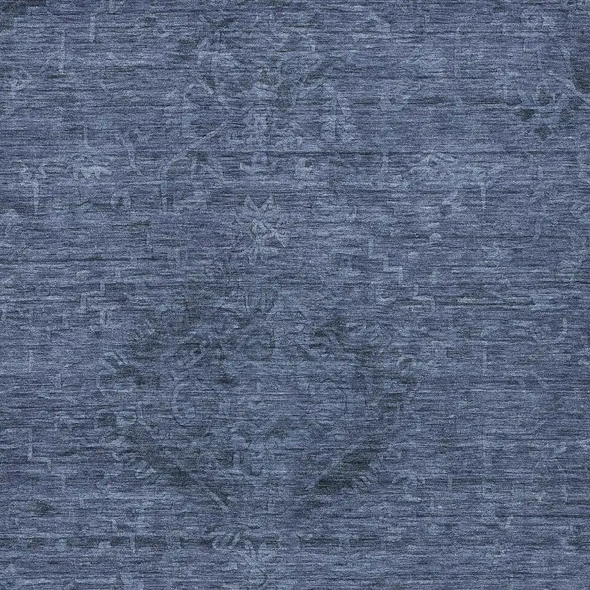 Navy Blue And Charcoal Floral Washable Indoor Outdoor Area Rug Photo 5
