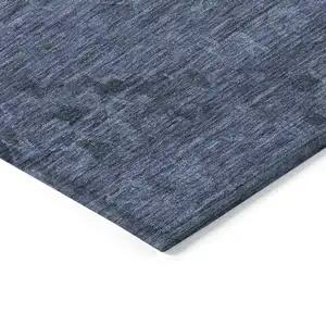 Photo of Navy Blue And Charcoal Floral Washable Indoor Outdoor Area Rug