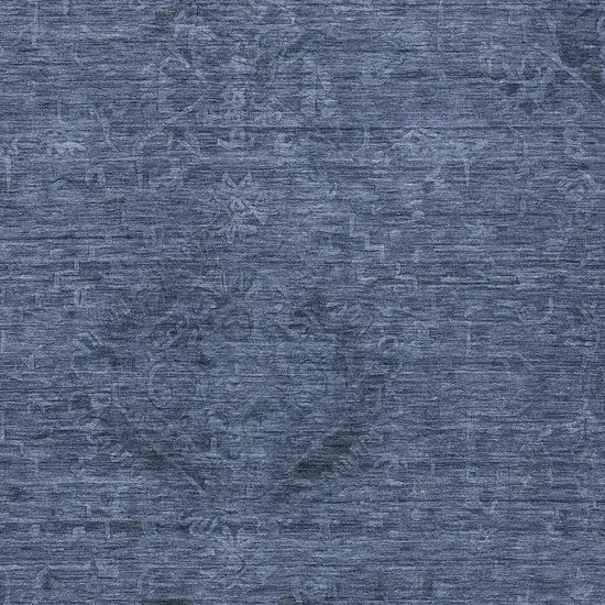 Navy Blue And Charcoal Floral Washable Indoor Outdoor Area Rug Photo 5