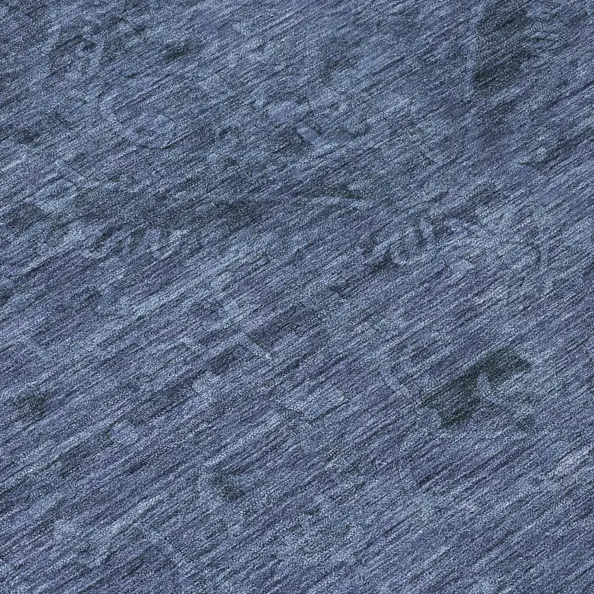 Navy Blue And Charcoal Floral Washable Indoor Outdoor Area Rug Photo 8