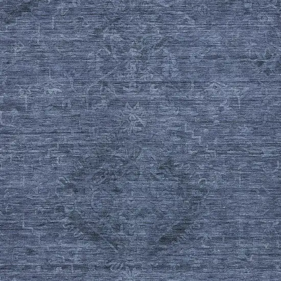 Navy Blue And Charcoal Floral Washable Indoor Outdoor Area Rug Photo 5