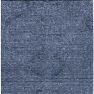 Photo of Navy Blue And Charcoal Floral Washable Indoor Outdoor Area Rug