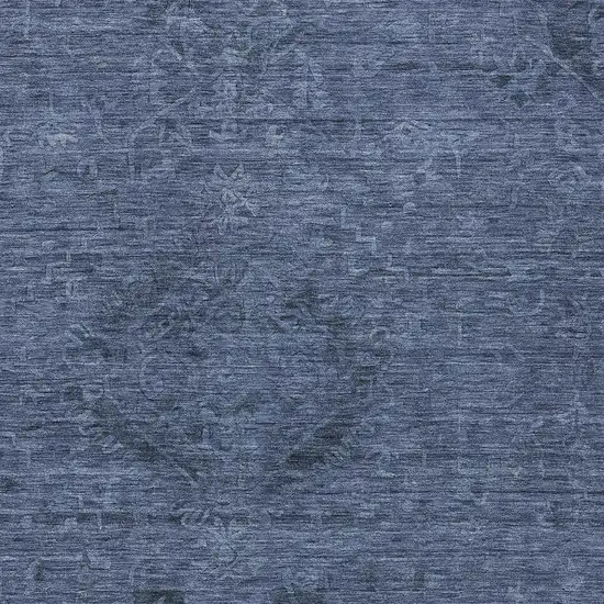 Navy Blue And Charcoal Floral Washable Indoor Outdoor Area Rug Photo 5