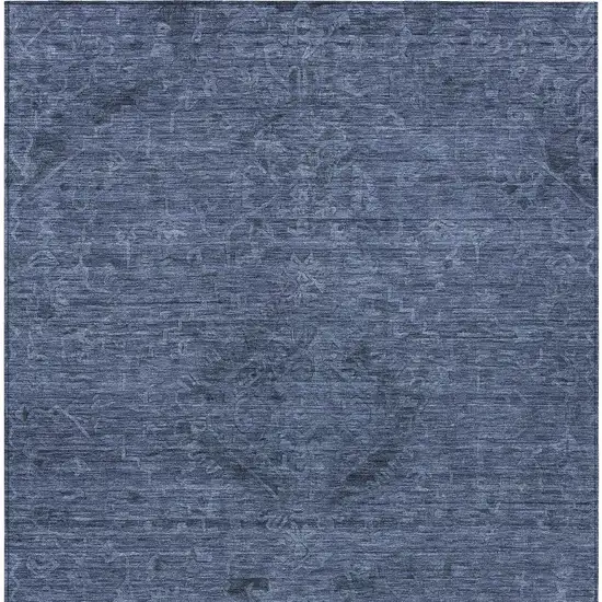 Navy Blue And Charcoal Floral Washable Indoor Outdoor Area Rug Photo 5