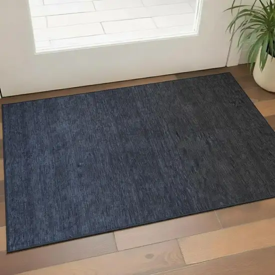 Navy Blue And Charcoal Ombre Washable Area Rug With UV Protection Photo 1