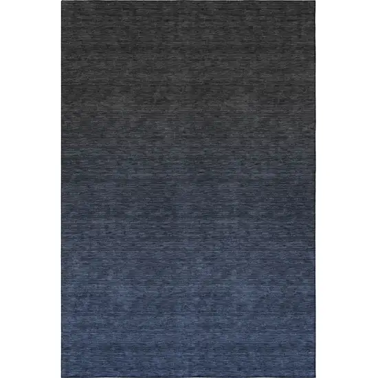 Navy Blue And Charcoal Ombre Washable Area Rug With UV Protection Photo 4