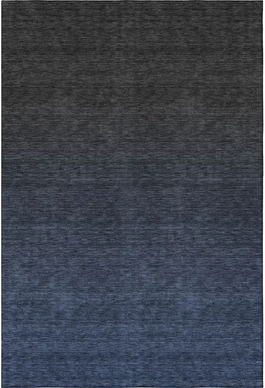 Navy Blue And Charcoal Ombre Washable Area Rug With UV Protection Photo 4