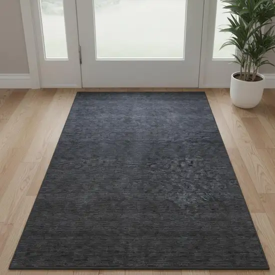 Navy Blue And Charcoal Ombre Washable Area Rug With UV Protection Photo 2