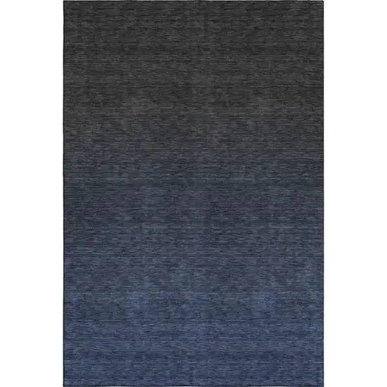 Navy Blue And Charcoal Ombre Washable Area Rug With UV Protection Photo 1