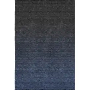 Photo of Navy Blue And Charcoal Ombre Washable Area Rug With UV Protection
