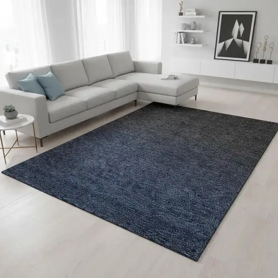 Navy Blue And Charcoal Ombre Washable Area Rug With UV Protection Photo 2