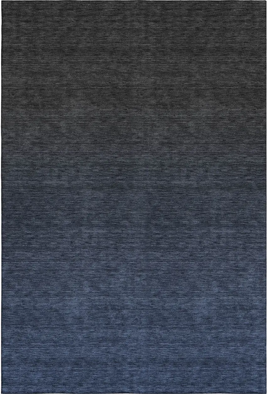 Navy Blue And Charcoal Ombre Washable Area Rug With UV Protection Photo 1