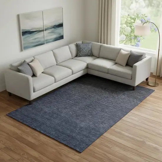 Navy Blue And Charcoal Ombre Washable Area Rug With UV Protection Photo 1