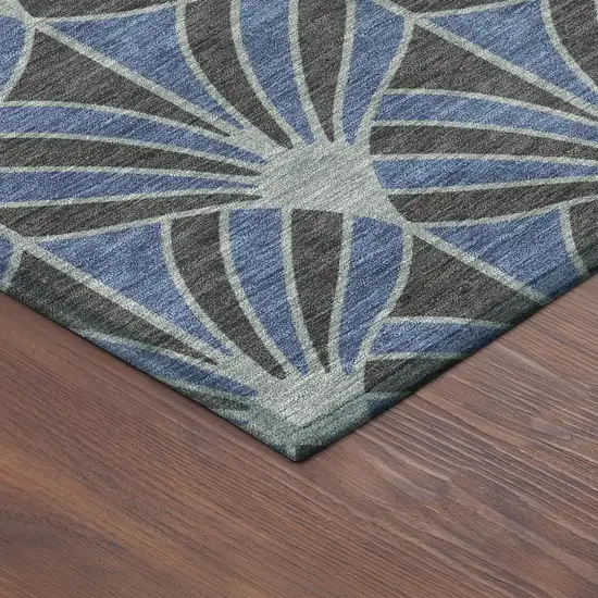 Navy Blue And Charcoal Seashell Washable Indoor Outdoor Area Rug Photo 9