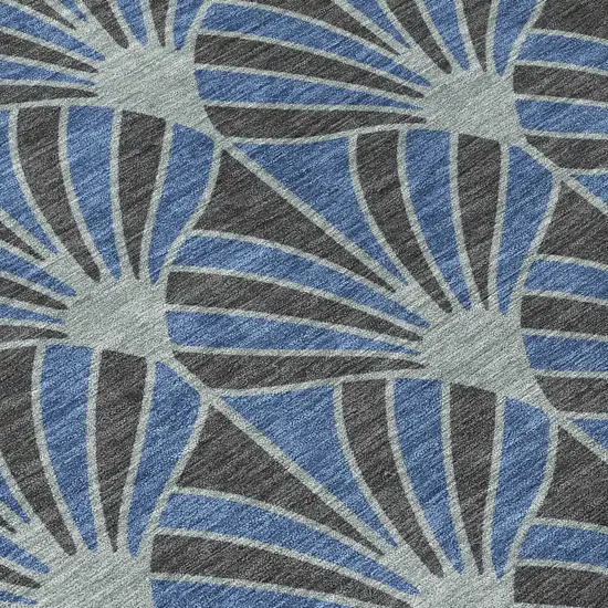Navy Blue And Charcoal Seashell Washable Indoor Outdoor Area Rug Photo 1