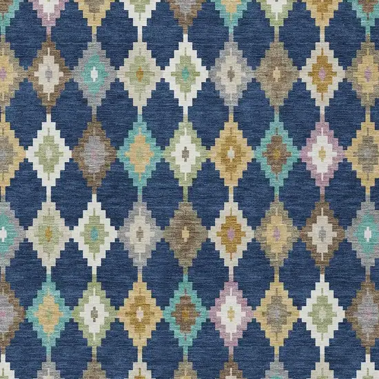 Navy Blue And Chocolate Aztec Washable Indoor Outdoor Area Rug Photo 3