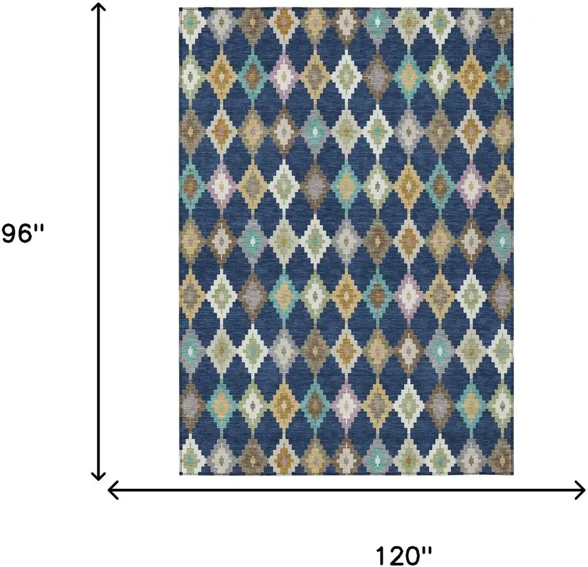 Navy Blue And Chocolate Aztec Washable Indoor Outdoor Area Rug Photo 7