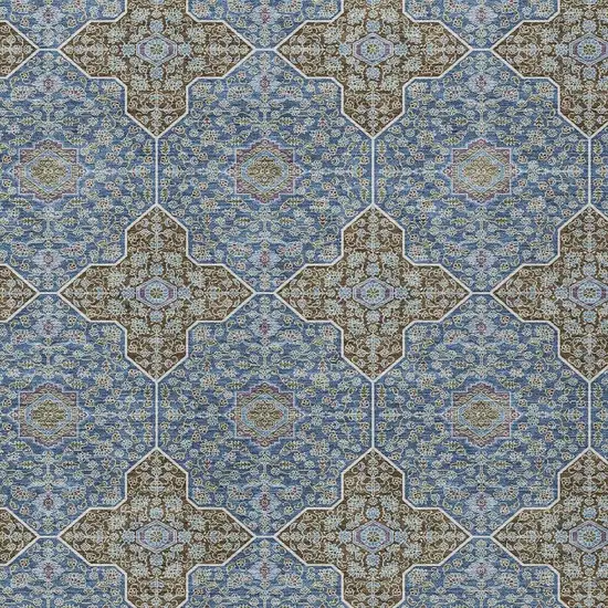 Navy Blue And Chocolate Quatrefoil Washable Indoor Outdoor Area Rug Photo 2