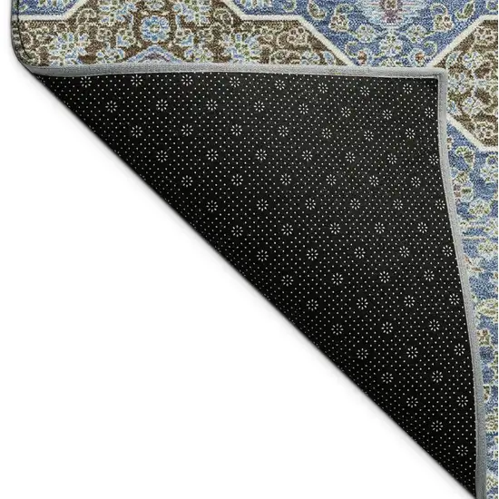 Navy Blue And Chocolate Quatrefoil Washable Indoor Outdoor Area Rug Photo 9