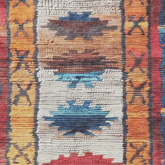 Navy Blue And Copper Tribal Washable Indoor Outdoor Area Rug Photo 3