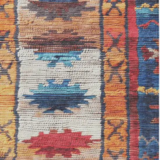 Navy Blue And Copper Tribal Washable Indoor Outdoor Area Rug Photo 3