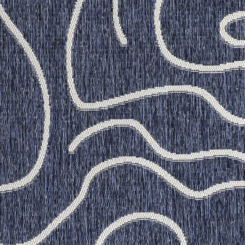 Navy Blue And Cream Abstract Indoor Outdoor Area Rug Photo 2