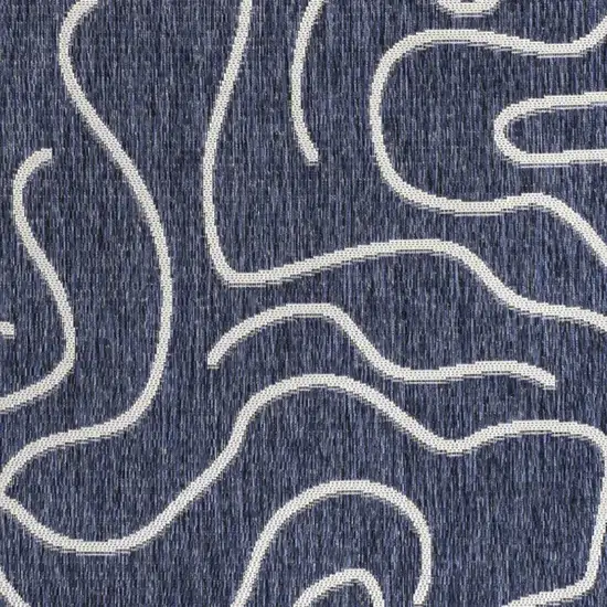 Navy Blue And Cream Abstract Indoor Outdoor Area Rug Photo 3