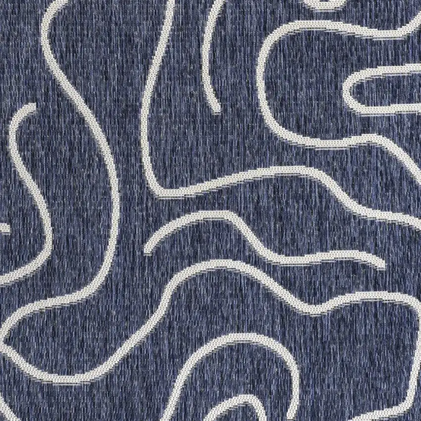 Navy Blue And Cream Abstract Indoor Outdoor Area Rug Photo 3