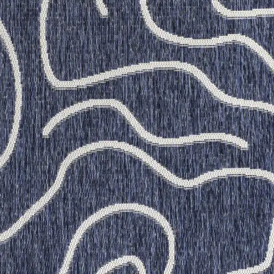 Navy Blue And Cream Abstract Indoor Outdoor Area Rug Photo 2