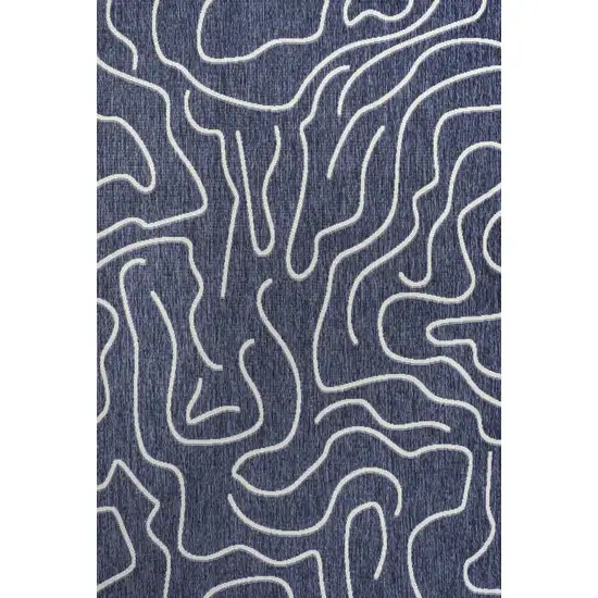 Navy Blue And Cream Abstract Indoor Outdoor Area Rug Photo 1