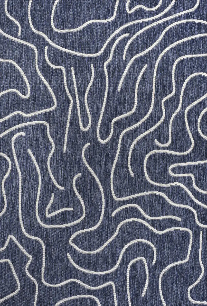 Navy Blue And Cream Abstract Indoor Outdoor Area Rug Photo 1
