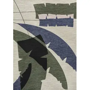 Photo of Navy Blue And Cream Abstract Indoor Outdoor Area Rug