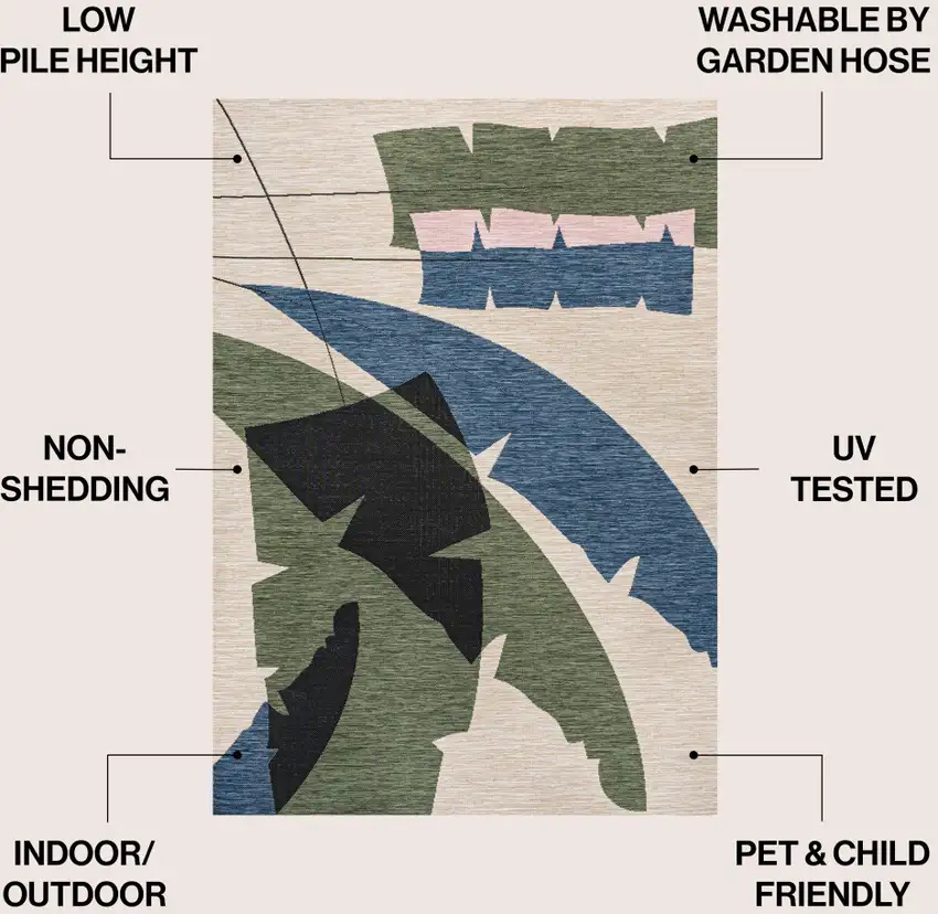 Navy Blue And Cream Abstract Indoor Outdoor Area Rug Photo 8