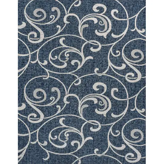 Navy Blue And Cream Floral Indoor Outdoor Area Rug Photo 1