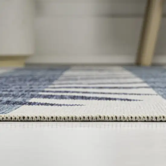 Navy Blue And Cream Floral Indoor Outdoor Area Rug Photo 9