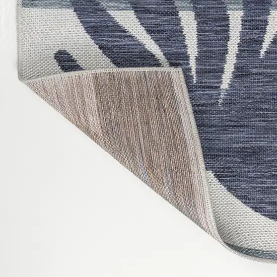 Navy Blue And Cream Floral Indoor Outdoor Area Rug Photo 9