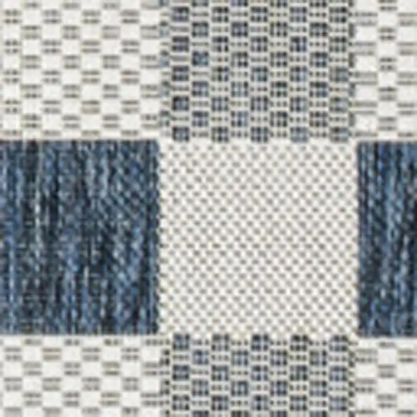 Navy Blue And Cream Geometric Indoor Outdoor Area Rug Photo 2