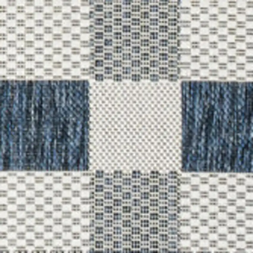 Navy Blue And Cream Geometric Indoor Outdoor Area Rug Photo 2