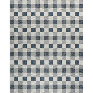 Photo of Navy Blue And Cream Geometric Indoor Outdoor Area Rug