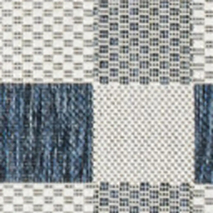 Navy Blue And Cream Geometric Indoor Outdoor Area Rug Photo 2