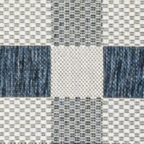 Navy Blue And Cream Geometric Indoor Outdoor Area Rug Photo 2