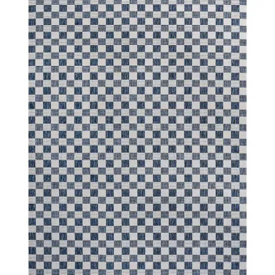 Navy Blue And Cream Geometric Indoor Outdoor Area Rug Photo 1