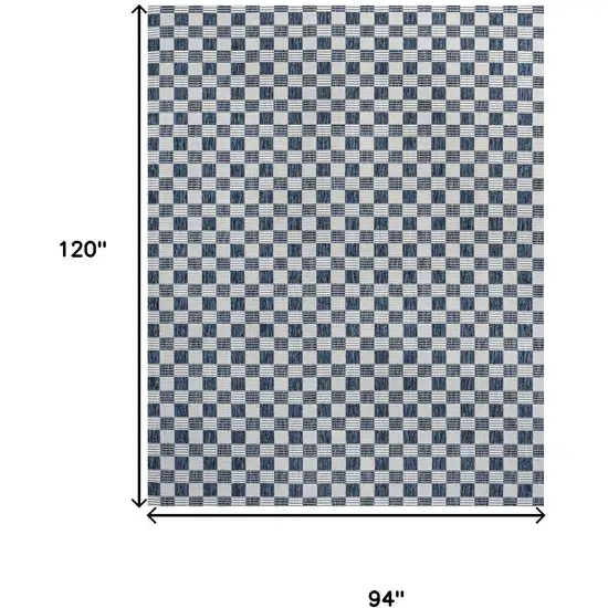 Navy Blue And Cream Geometric Indoor Outdoor Area Rug Photo 4