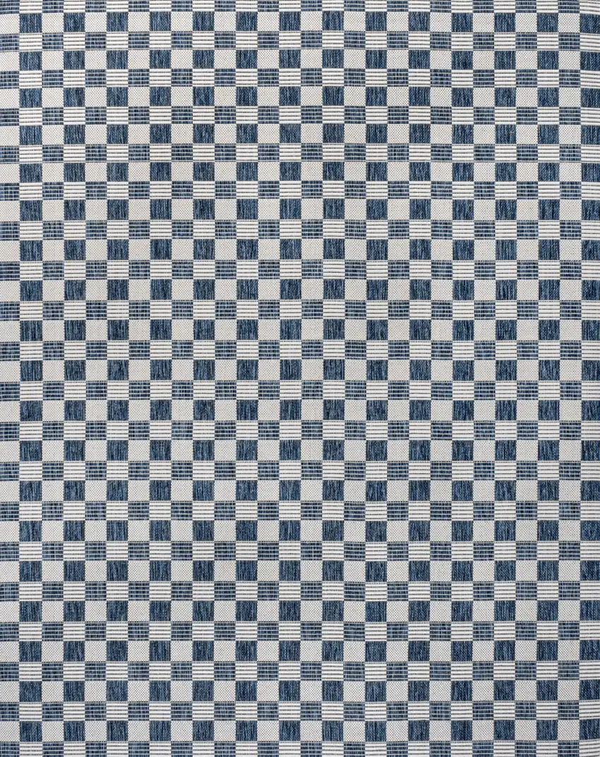 Navy Blue And Cream Geometric Indoor Outdoor Area Rug Photo 3