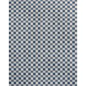 Photo of Navy Blue And Cream Geometric Indoor Outdoor Area Rug