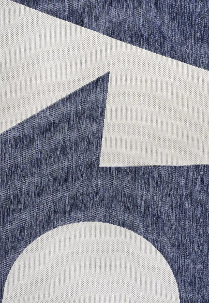 Navy Blue And Cream Geometric Indoor Outdoor Area Rug Photo 3