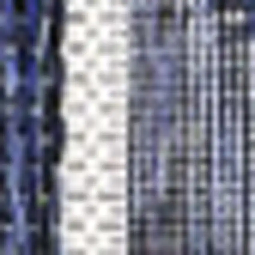 Navy Blue And Cream Geometric Indoor Outdoor Area Rug Photo 2