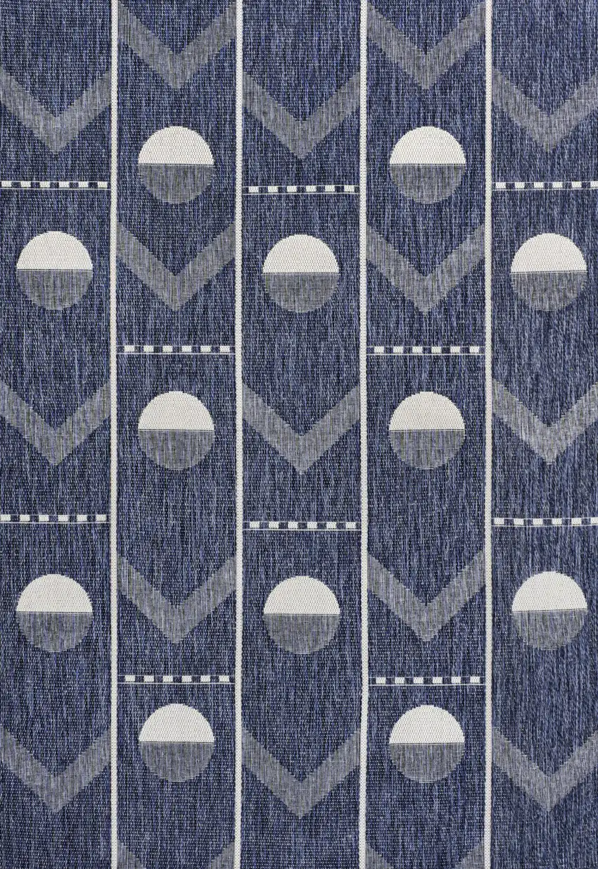 Navy Blue And Cream Geometric Indoor Outdoor Area Rug Photo 1